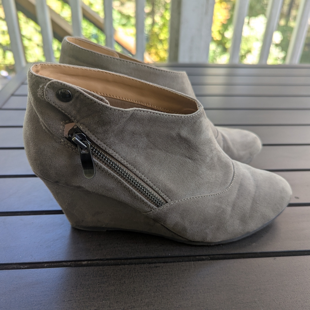 CL by Laundry Taupe Wedge Ankle Booties